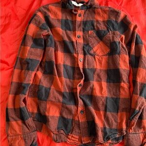 H&M Kids Red and Black Plaid Button Down Shirt